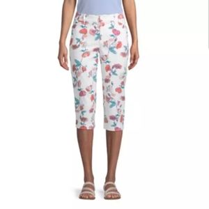 St John Bay Capris Floral Flower Colorful 12 Women Pants Casual Cute Spring